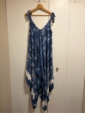 Young Fabulous & Broke Blue Tie-Dye Handkerchief Hem Harem Pant Jumpsuit